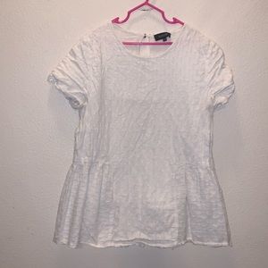 Roolee white keyhole lined short sleeve blouse
